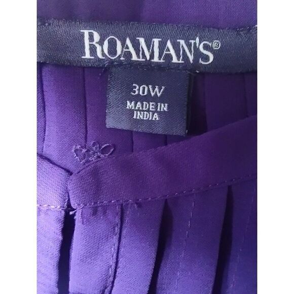 Roaman's Purple Sparkly Pleated Long Sleeve Blouse Size 30W - Picture 6 of 12